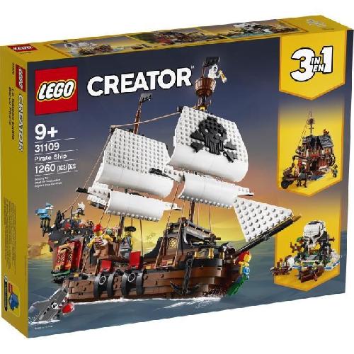 Jeu D'assemblage - Jeu De Construction - Jeu De Manipulation LEGO Creator 3-en-1 31109 Le Bateau Pirate. Jouet. Figurine Animaux Marins. Jouet Requin. Figurine Squelette. Enfants 9 Ans