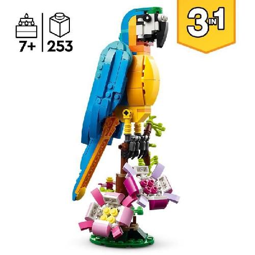 Jeu D'assemblage - Jeu De Construction - Jeu De Manipulation LEGO Creator 3-en-1 31136 Le Perroquet Exotique. Figurines Animaux de la Jungle. avec Grenouille et Poisson