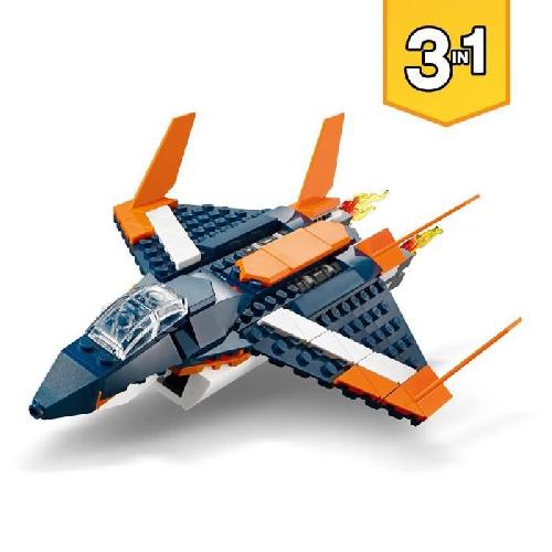 Jeu D'assemblage - Jeu De Construction - Jeu De Manipulation LEGO Creator 31126 L'Avion Supersonique. Jouet 3 en 1 Hélicoptere Bateau Avion