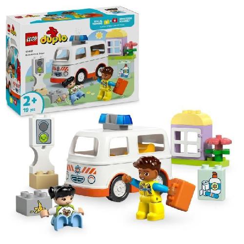 Jeu D'assemblage - Jeu De Construction - Jeu De Manipulation LEGO DUPLO 10447 L'ambulance et le chauffeur - Jouet interactif pour les enfants des 2 ans