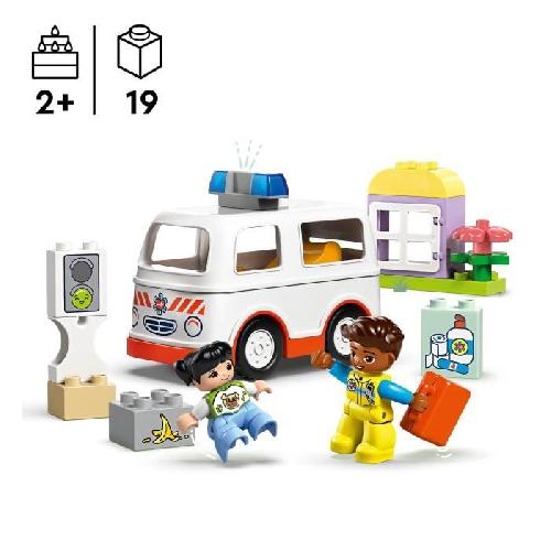 Jeu D'assemblage - Jeu De Construction - Jeu De Manipulation LEGO DUPLO 10447 L'ambulance et le chauffeur - Jouet interactif pour les enfants des 2 ans