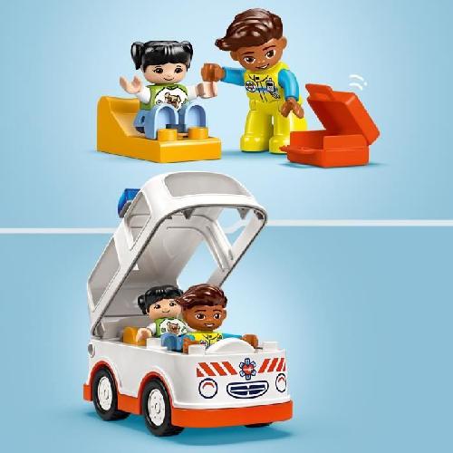 Jeu D'assemblage - Jeu De Construction - Jeu De Manipulation LEGO DUPLO 10447 L'ambulance et le chauffeur - Jouet interactif pour les enfants des 2 ans