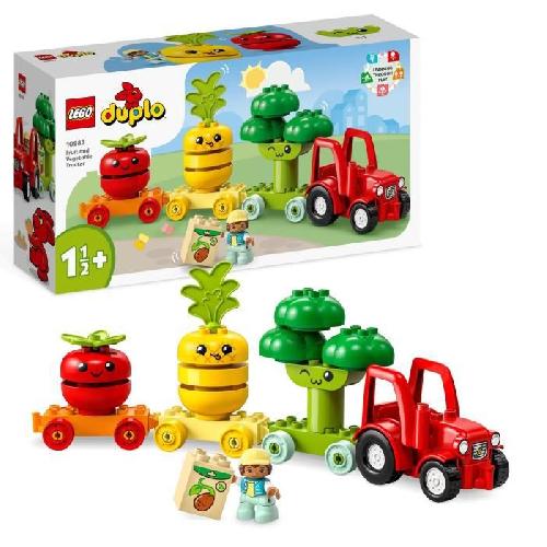 Jeu D'assemblage - Jeu De Construction - Jeu De Manipulation LEGO DUPLO My First 10982 Le Tracteur des Fruits et Légumes. Jouet a Empiler et a Trier