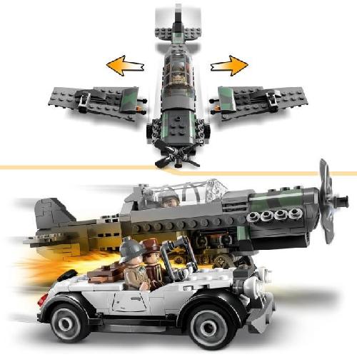 Jeu D'assemblage - Jeu De Construction - Jeu De Manipulation LEGO Indiana Jones 77012 La Poursuite en Avion de Combat. Jouet avec Maquette Avion et Voiture
