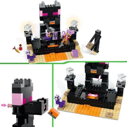 Jeu D'assemblage - Jeu De Construction - Jeu De Manipulation LEGO Minecraft 21242 L'Arene de l'End. Jouet avec Lave. Figurine Dragon de l'Ender et Enderman