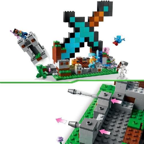 Jeu D'assemblage - Jeu De Construction - Jeu De Manipulation LEGO Minecraft 21244 L'Avant-Poste de l'Épée. Jouet. et Figurines Creeper. Squelette. pour Enfants