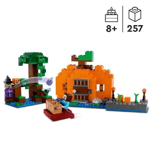Jeu D'assemblage - Jeu De Construction - Jeu De Manipulation LEGO Minecraft 21248 La Ferme Citrouille. Jouet de Maison avec Figurines Steve et Sorciere
