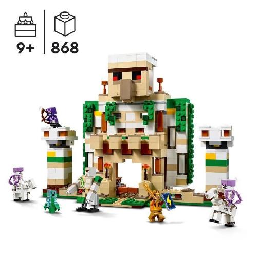 Jeu D'assemblage - Jeu De Construction - Jeu De Manipulation LEGO Minecraft 21250 La Forteresse du Golem de Fer. Jouet Château qui se Transforme en Grande Figurine