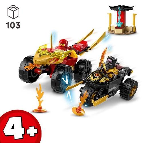 Jeu D'assemblage - Jeu De Construction - Jeu De Manipulation LEGO NINJAGO 71789 Le Combat en Voiture et en Moto de Kai et Ras. Jouet Enfants Des 4 Ans