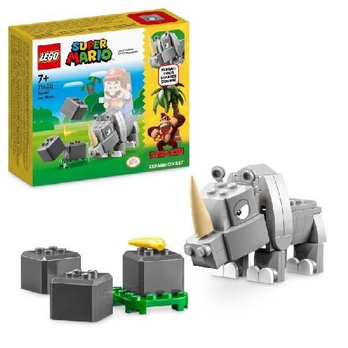 Jeu D'assemblage - Jeu De Construction - Jeu De Manipulation LEGO Super Mario 71420 Ensemble d'Extension Rambi le Rhinocéros. Jouet a Combiner avec un Pack de démarrage