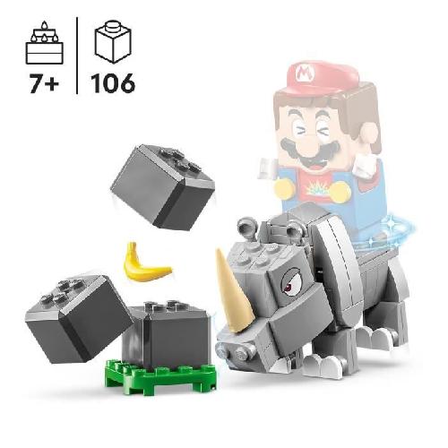 Jeu D'assemblage - Jeu De Construction - Jeu De Manipulation LEGO Super Mario 71420 Ensemble d'Extension Rambi le Rhinoceros. Jouet a Combiner avec un Pack de demarrage