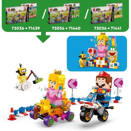 Jeu D'assemblage - Jeu De Construction - Jeu De Manipulation LEGO Super Mario 72036 Mario Kart ? Bébé Peach et ensemble de grand prix - Jouet moto