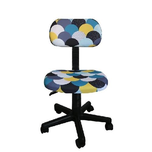 LEMPA Chaise de bureau - Reglable en hauteur - Tissu multicolore bleu - L 46 x P 40 x H 71-83 cm