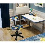 LEMPA Chaise de bureau - Reglable en hauteur - Tissu multicolore bleu - L 46 x P 40 x H 71-83 cm
