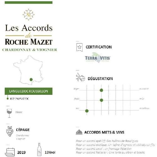 Vin Blanc Les Accords de Roche Mazet Chardonnay & Viognier 2022 Pays d'Oc - Vin blanc de Languedoc