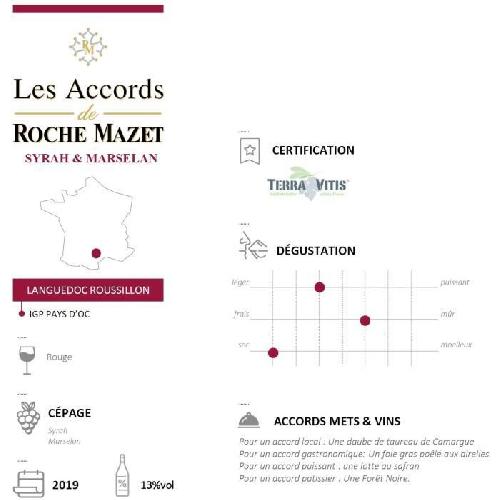 Vin Rouge Les Accords de Roche Mazet Syrah & Marselan Pays d'Oc - Vin rouge de Languedoc