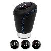 Levier - Pommeaux Pommeau Cuir Noir- Bleu Bague Marche Ar + 3 Pastilles De Vitesses