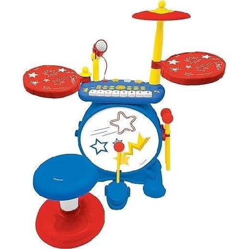 Imitation Instrument Musique Lexibook - Batterie électronique pour enfant - Lumineuse - Complete avec clavier. cymbales et tabouret - Dés 3 ans