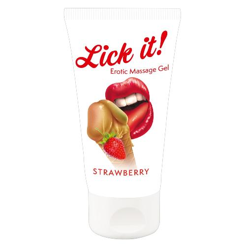 Huiles de massage Lick it! Gel de Massage Erotique Fraise 50 ml