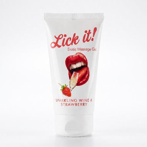 Massage - Huiles bougies Lick it! Gel de Massage Fraise Vin Petillant 50 ml