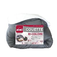 Linge De Lit ABEIL Couette chaude Bicolore - 140 x 200 cm - Blanc et gris