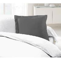 Linge De Lit LOVELY HOME Lot de 2 Taies d'Oreillers 100% coton 63x63 cm - Gris foncé