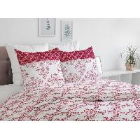 Linge De Lit Parure de couette 240x260 cm HOME LINGE PASSION FRISE : Housse de couette + 2 taies d'oreiller - 100% Coton 57 Fils - Bordeaux