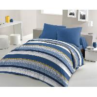 Linge De Lit Parure de couette microfibre HOME PASSION STANIS - 1 housse de couette 240 x 260 cm + 2 taies d'oreiller 63 x 63 cm - Bleu