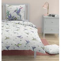 Linge De Lit Parure de couette ROUPILLON Paradise - 2 Pcs - 140 x 200 - 100% Coton - Bleu