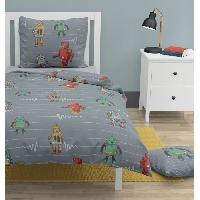 Linge De Lit Parure de couette ROUPILLON Vintage Toys - 2 Pcs - 140 x 200 - 100% Coton - Dark Grey