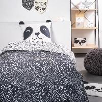 Linge De Lit Parure de lit TODAY - housse de couette 140x200 + 1 taie d'oreiller 63x63 - 1 personne - FUNNY2.8 - Blanc et noir