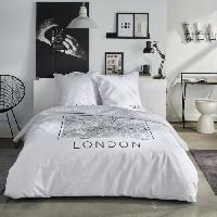 Linge De Lit Parure de lit - TODAY - JAVA - 2 personnes - 240x220 cm - Coton - Imprimé London - Blanc