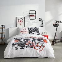 Linge De Lit Parure de lit - TODAY - JAVA - 2 personnes - 240x220 cm - Coton - Imprimé Manga - Blanc