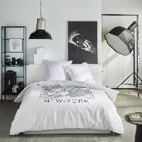 Linge De Lit Parure de lit - TODAY - JAVA - 2 personnes - 240x220 cm - Coton - Imprimé New York - Blanc