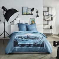 Linge De Lit Parure de lit - TODAY - JAVA - 2 personnes - 240x220 cm - Coton - Imprimé New York - Bleu