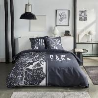 Linge De Lit Parure de lit - TODAY - JAVA - 2 personnes - 240x220 cm - Coton - Imprimé New York - Noir