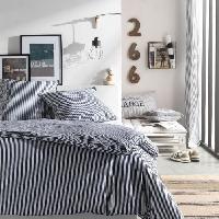 Linge De Lit Parure de lit - TODAY Kargo - 220x240 cm - 2 personnes - coton imprimé rayé Navy