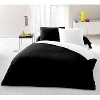 Linge De Lit Parure housse de couette 2 personnes - 220x240 cm - 100% Coton - Bicolore Noir et blanc