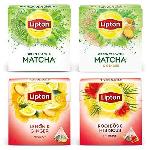 LIPTON Assortiment Herbal. Thes vert Matcha et Matcha Gingembre. Infusions. Roobios Hibiscus et Gingembre Citron -4x20 sachets-