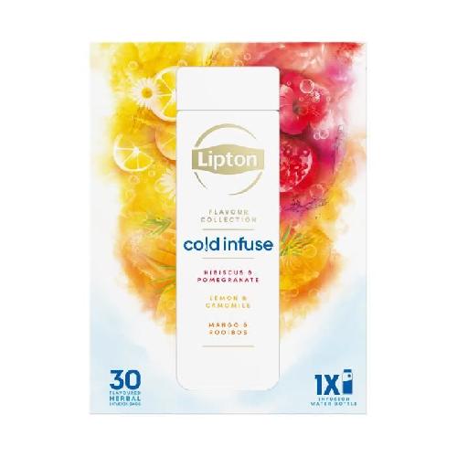 LIPTON Coffret Infuse a froid et Gourde - Boisson 3 gouts - Hibiscus Grenade. Mangue Rooibos et Citron Camomille
