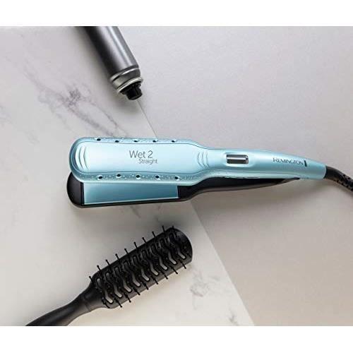 Lisseur - Pince - Fer A Lisser Lisseur Remington Wet2Straight S7350 - Lissage sur cheveux mouilles ou sec - Plaques larges. Soins a l'huile d'argan et Vitamine E