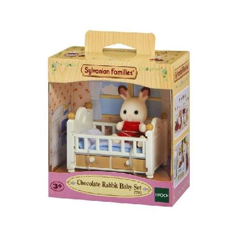 Figurine Miniature - Personnage Miniature Lit de bébé avec figurine bébé Lapin Chocolat - SYLVANIAN FAMILIES - LES MEUBLES ET ACCESSOIRES