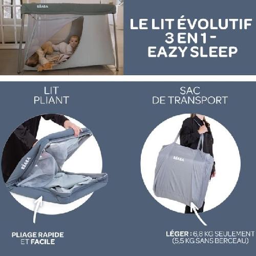 Lit Bebe Lit parapluie 3 en 1 BEABA Eazy Sleep - Gris minéral