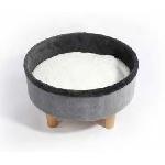 Corbeille - Panier - Coussin - Hamac Lit rond surélevé - M PETS - ROUND - Gris - 47 x 47 x 26 cm - Pied en bois - Coussin doux