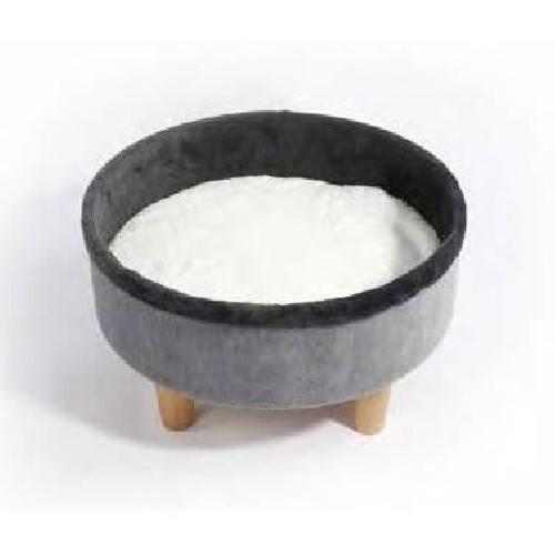 Corbeille - Panier - Coussin - Hamac Lit rond surélevé - M PETS - ROUND - Gris - 47 x 47 x 26 cm - Pied en bois - Coussin doux