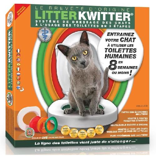 Kit Hygiene Litiere Dejections LITTER KWITTER Kit d'apprentissage a l'utilisation des toilettes de la maison - Pour chat