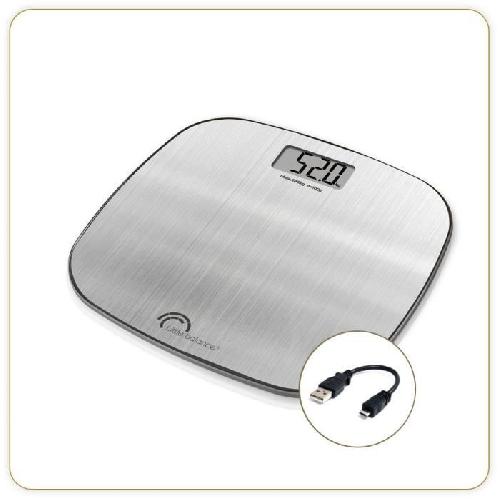 Pese-personne - Impedancemetre - Balance LITTLE BALANCE 8416 Inox Soft USB. Pese-personne sans pile. Rechargeable USB. 180 kg / 100 g. Inox