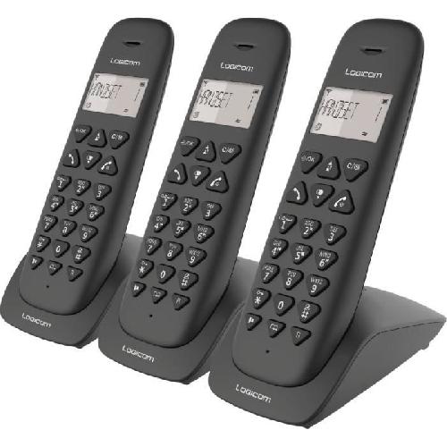 Telephone Fixe - Pack Telephones LOGICOM Triple Telephones sans fil VEGA 355T TRIO Noir avec repondeur