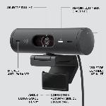 Webcam Logitech - Brio 500 Webcam HD avec Expo Auto - Graphite