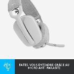 Casque  - Microphone Logitech - Casque d'écoute léger sans fil avec Micro anti-bruit de fond - Zone Vibe 100 - Blanc